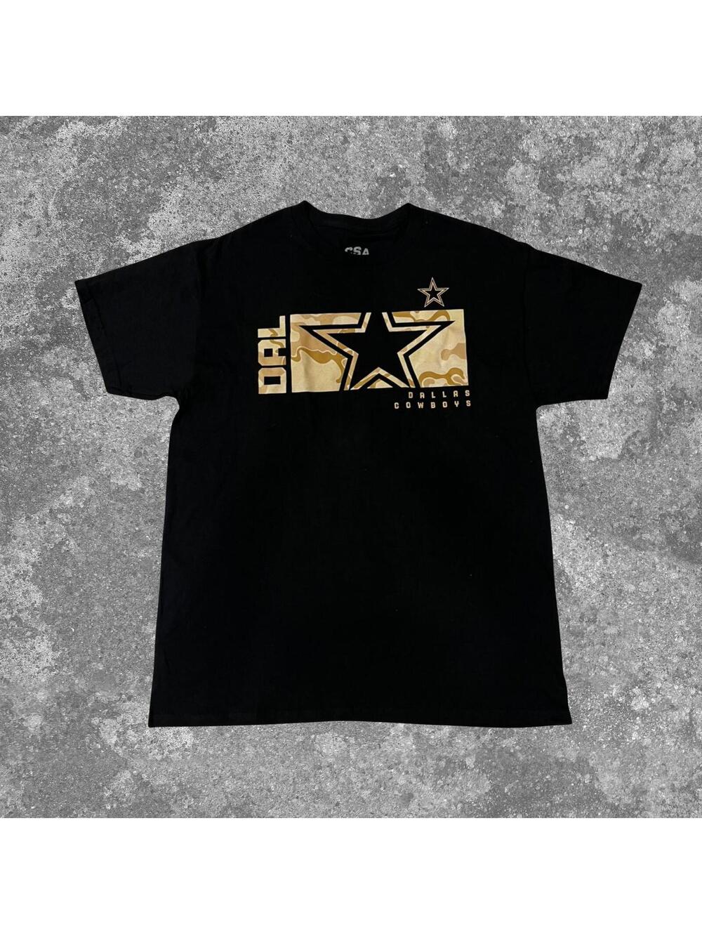 Dallas Cowboys T Shirt Mens Large Black Camo Star NFL Football Short Sleeve